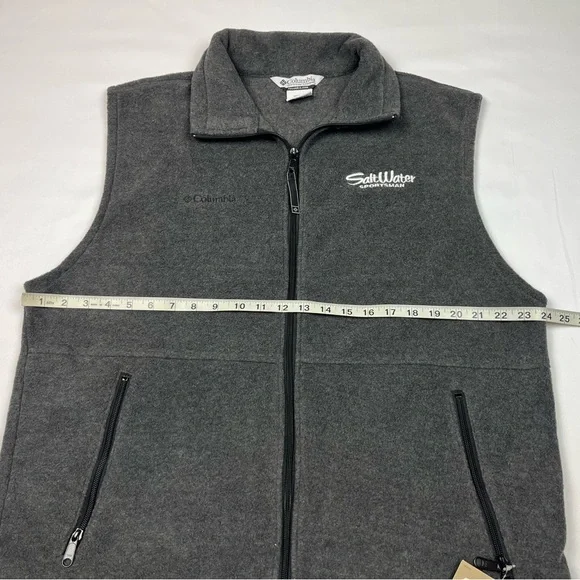 Columbia Salt Water Sportsman Mens Fleece Vest Sz Large Dark Grey Full Zip B7 - Picture 6 of 7